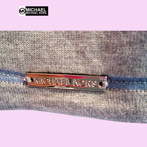 MICHAEL Michael Kors NEW Skater CHAMBRAY BLUE Stripe Drawstring Hoodie L - Picture 3 of 12